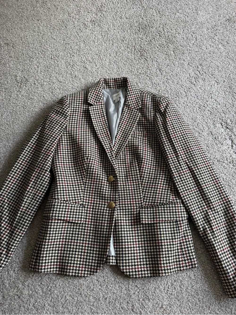 J. Crew Factory Houndstooth Blazer in Black, White & Red